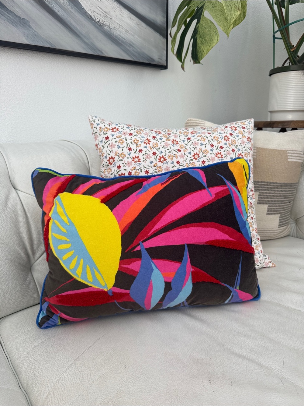 Tabitha Brown Vibrant Tropical Print Accent Pillow - Multicolor